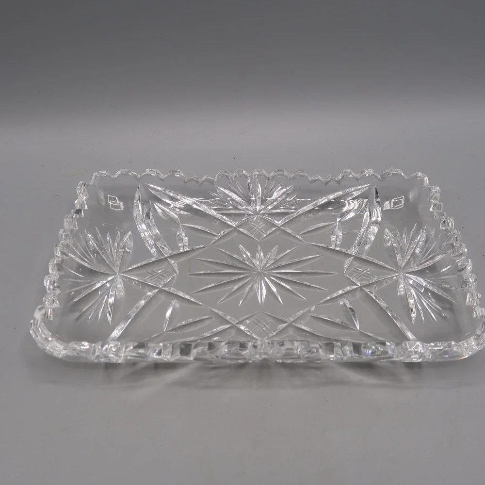 Vintage Cut Glass Rectangle Sawtooth Celery Tray 8